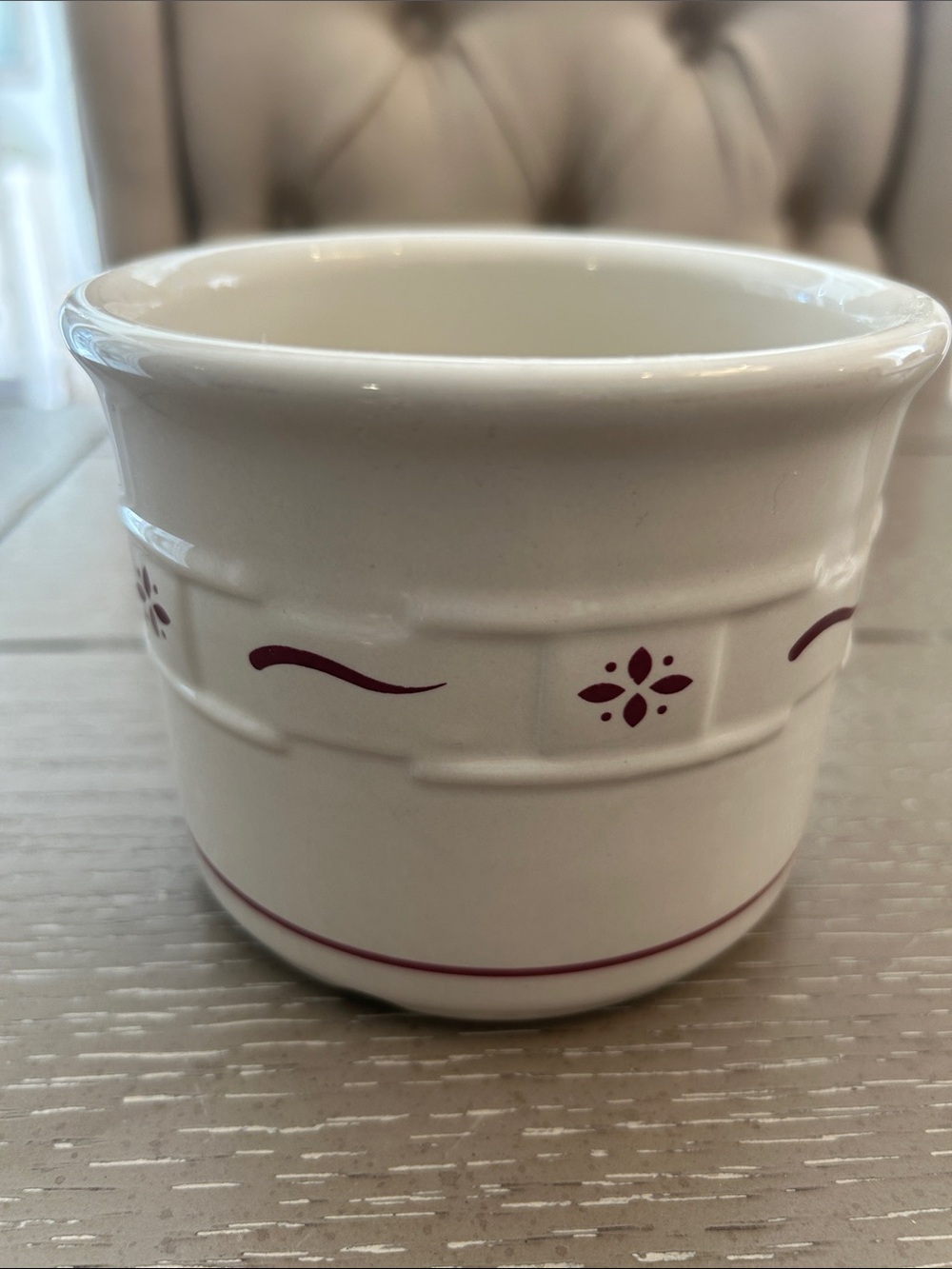 LONGABERGER Longaberger Pottery WOVEN TRADITIONS Red 1 Pint Crock 3.5"